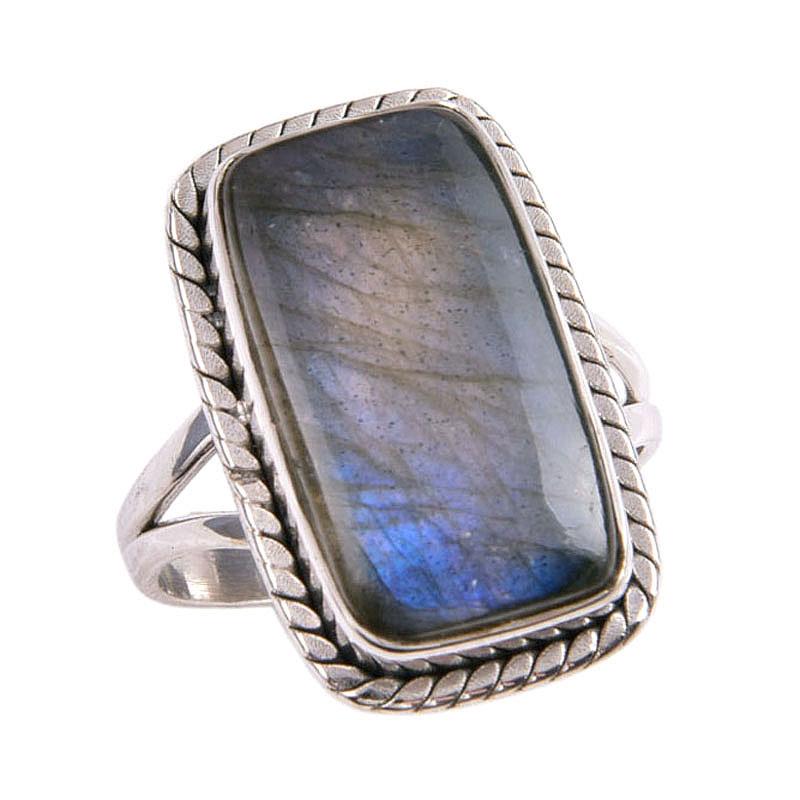 Natural Labradorite Gemstone 925 Solid Sterling Silver Jewelry Ring S.8.5 r5b41
