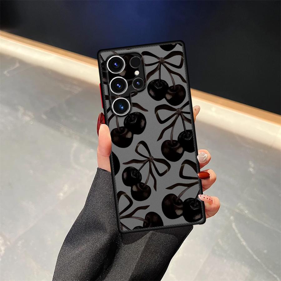 

Stylish Cherry Pattern Funda Back Phone Cover Case for Samsung Galaxy S21 S20 FE S26 S23 FE Note 20 Ultra 10+ S22 S24 Plus S25 Galaxy S23