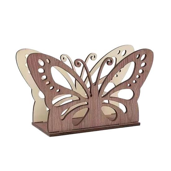 Rustic Napkin Holder Vintage Butterfly/Sunflower Wooden Paper Towel Dispenser Tabletop Standing Napkin Rack for Kitchen Dining Room Farmhouse Party