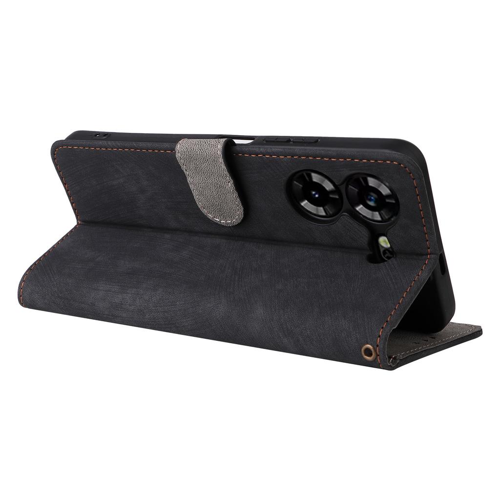 PU Lederhülle für TECNO Pova 5 4G LH7N, Ständerhülle RFID-blockierende Brieftasche Handyhülle mit Riemen