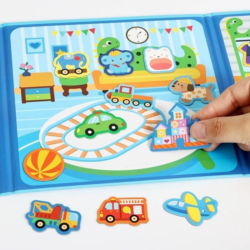 Magnetic Quiet Book My First Busy Book Paste Matching Game DIY Repeatable Magnet Stickers Montessori Toys for Children Gifts