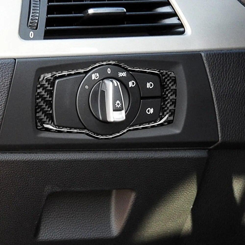 Αυτοκόλλητα Καλύμματα Διακοσμητικά Πλαίσια Διακόπτη Προβολέων Αυτοκινήτου από Ανθρακονήματα Υψηλής Ποιότητας Εσωτερικού Για BMW E90 E92 E93 Σειρά 3 Αξεσουάρ Αυτοκινήτου