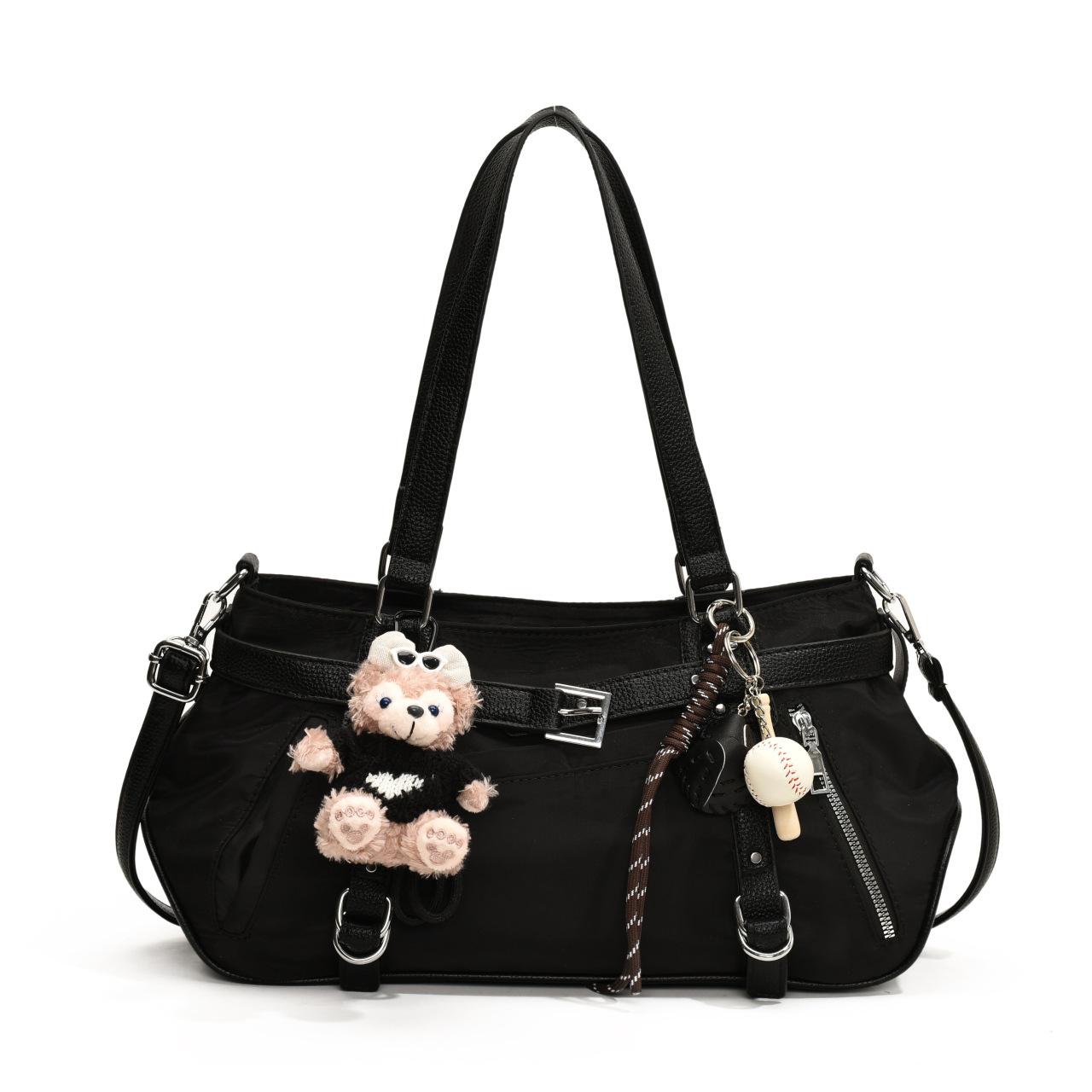 

Niche sweet and cool wind bag 2025 new large-capacity simple and versatile commuter bag casual shoulder oblique span bag No pendant чёрный