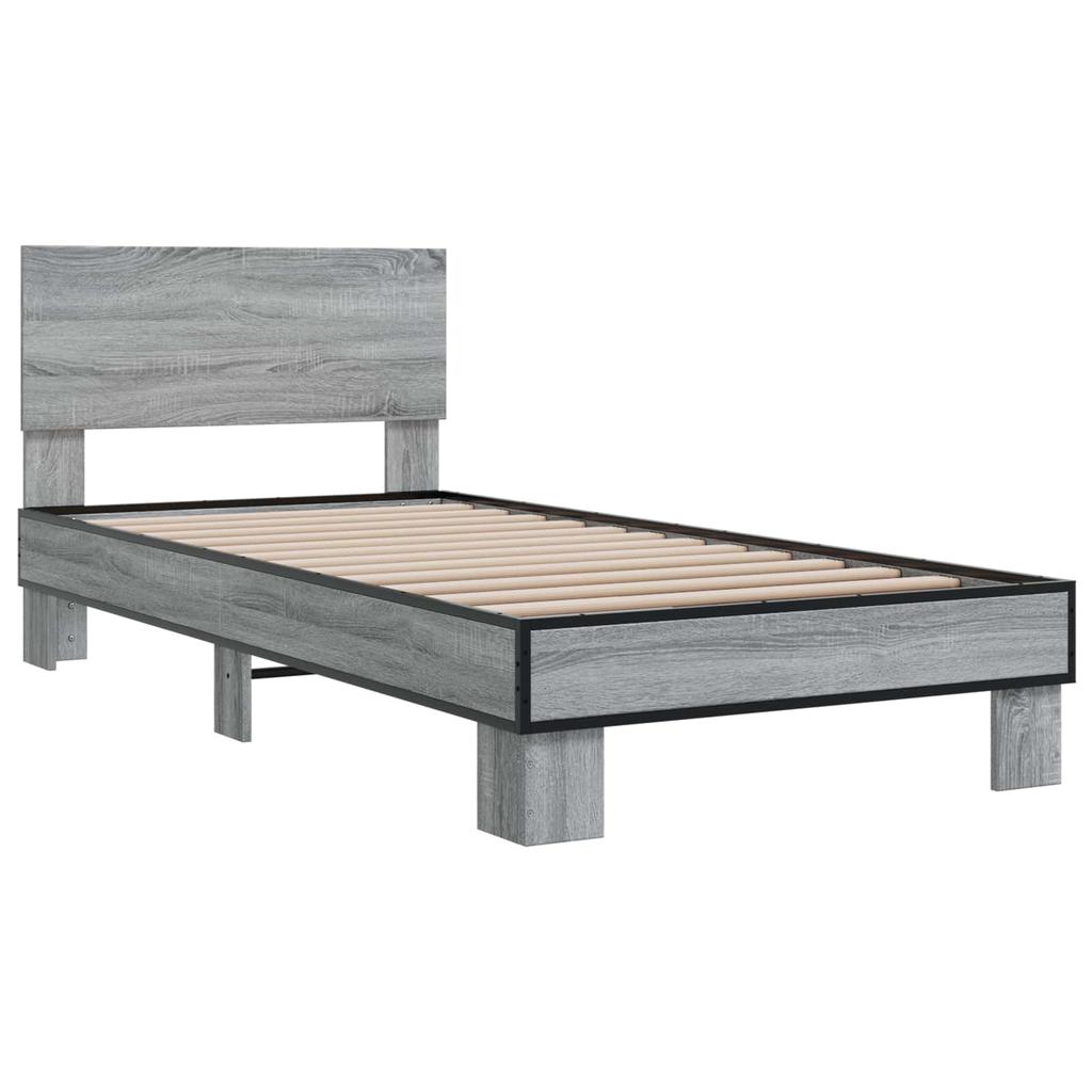 Bed Frame with Headboard Grey Sonoma 80 x 200 cm Engineered Wood