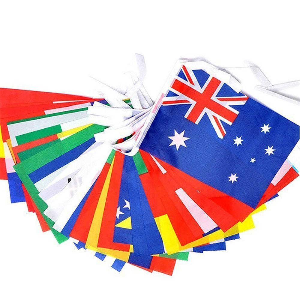 Zwjflagshow World Bunting Flag 14*21cm 20*30cm 100 200PCS Football Soccer National Flag Country World Banner Bunting String Flag