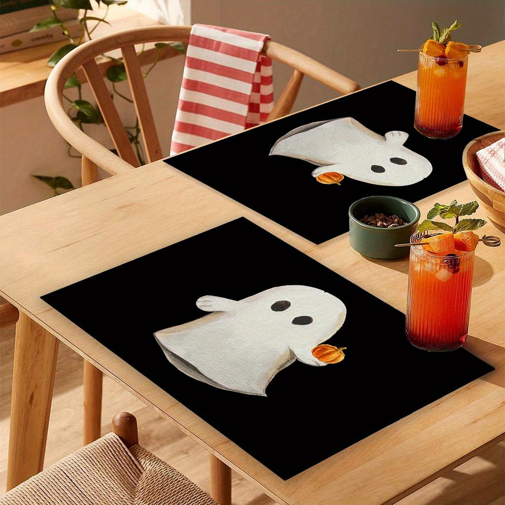 1pc Halloween Pumpkin Placemats Festival Kitchen Cotton Linen Dinning Table Mats Bowl Coffee Cup Pads Mats Home Decor