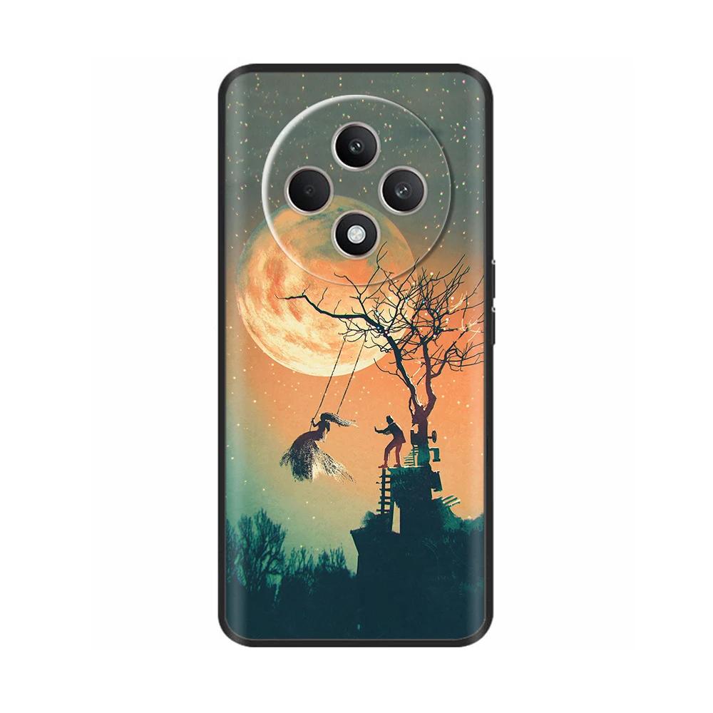 Für Oppo Reno12 F Hülle CPH2687 Cover Niedliches Liebesherz Weiche Schwarze Silikon Schutzhüllen für Reno 12F Reno12F 5G 2024 Fundas