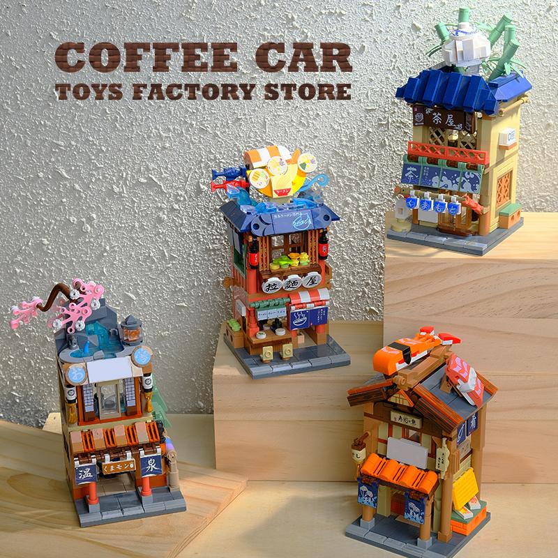 Japanese Style Shop MOC Bricks Sets City View Sushi Store Building Blocks Toys Hot Spring Cabin Model Adult Kids Birthday Gifts