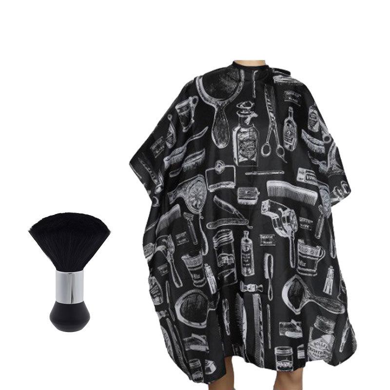 Barber Cape Set: Hand Mirror, Scissors, Comb, Hair Dryer Apron, Printed Cape, Shawl