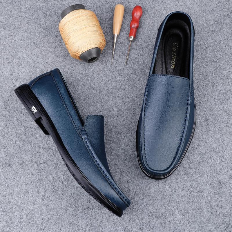 Genuine Leather Men Shoes New Summer Mens Casual Shoes Fashion Male Business Flats Fashion Soft Sole Loafers Handmade Moccasins