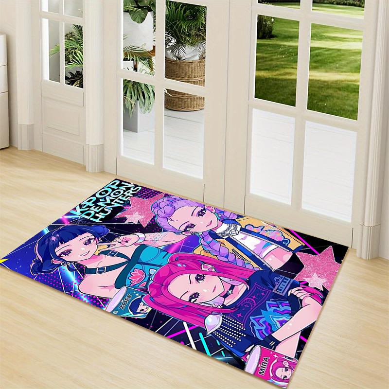 Kpop Demon Hunters Carpet Rug Soft Washable Antislip Home Living Room Sofa Mats Personalized Christmas Rug