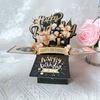3D Pop Up Black Golden Happy Birthday Greeting Card Gift Greeting Cards For Birthday with Envelope Blessing Postcard Party Gifts