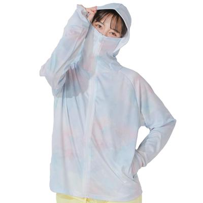 Ko'a Damen High-Neck Rash Guard mit Schirm, Kühlend, Leicht, UV-Schutz, Amphibisch, Hortensie, Größe LL