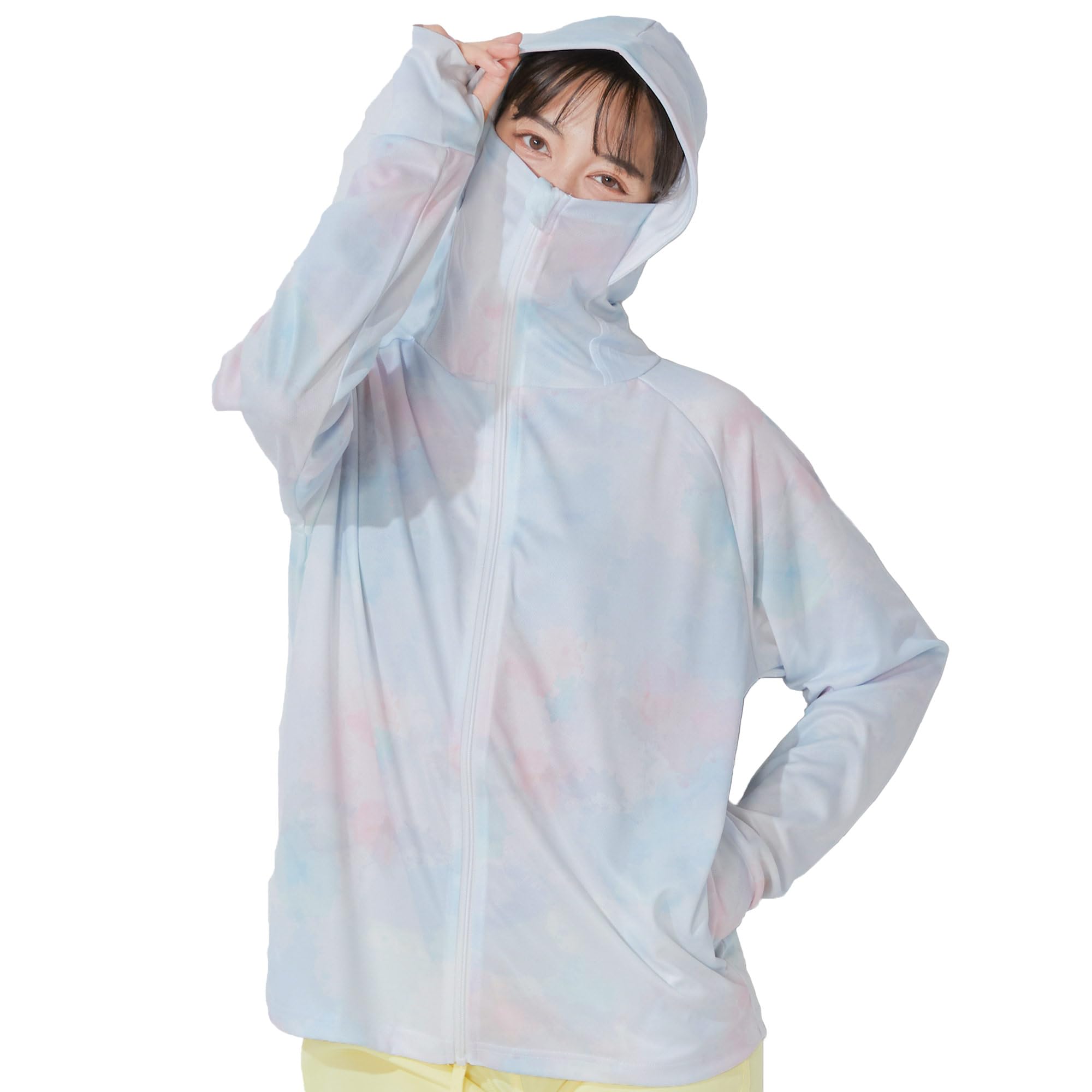 

Ko a Women s High-Neck Rash Guard with Brim, Cooling, Lightweight, UV Protection, Amphibious, Hydrangea, Size LL