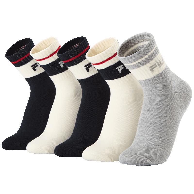 FILA Kids  Unisex Mid-Calf Socks 5-Pack XL (Ages 4-6)