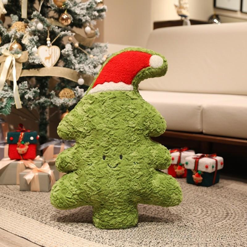 Christmas Tree Plush Pillow With Short Pile Filler For Holiday Home Decor