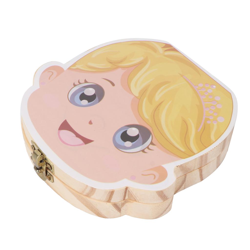 Baby Wooden Tooth Box Individual Holes Primary Teeth Organizer English Kids Keepsake BoxGirl