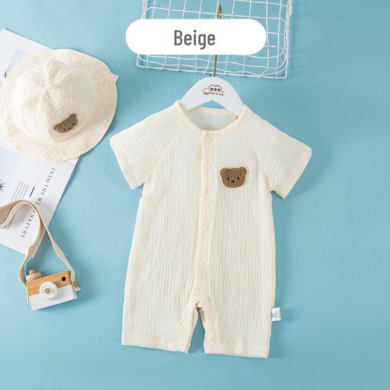 Baby Kurzarm Sommer Pyjama - Reine Baumwollgaze Baby Strampler
