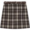 Aijutu Women's Plaid Belted A-line Skirt