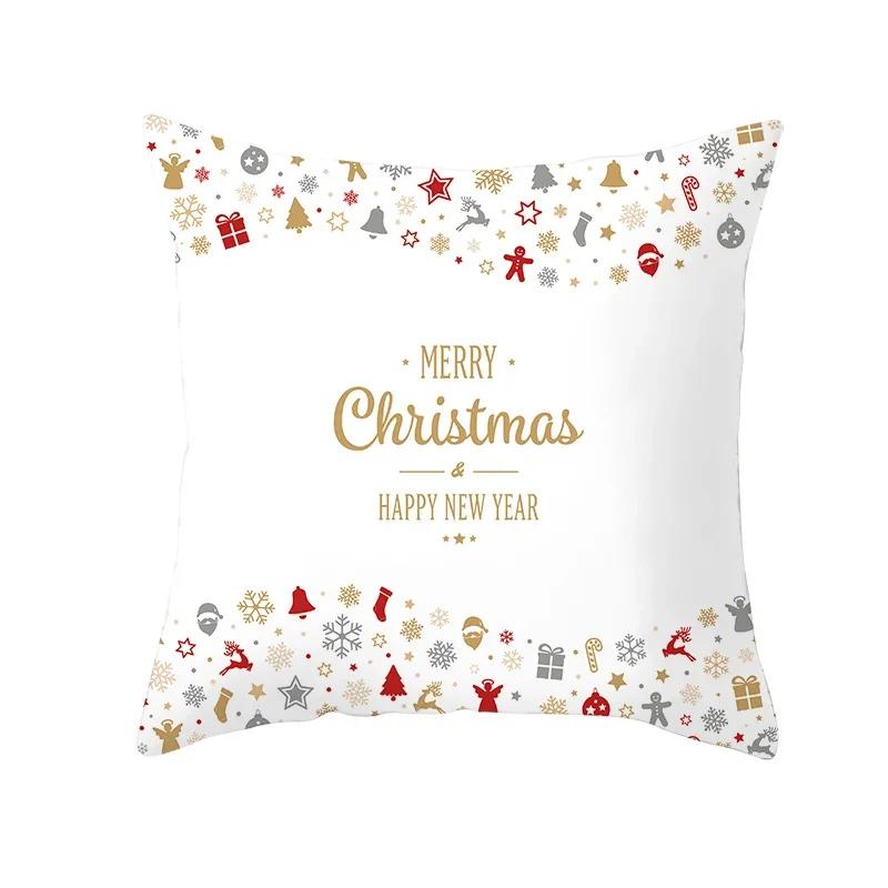 White Christmas Pillow Case Cute Santa Claus Elk Pillow Case Cover Winter Snowflake Decorative Pillowcases Christmas Pillow Case