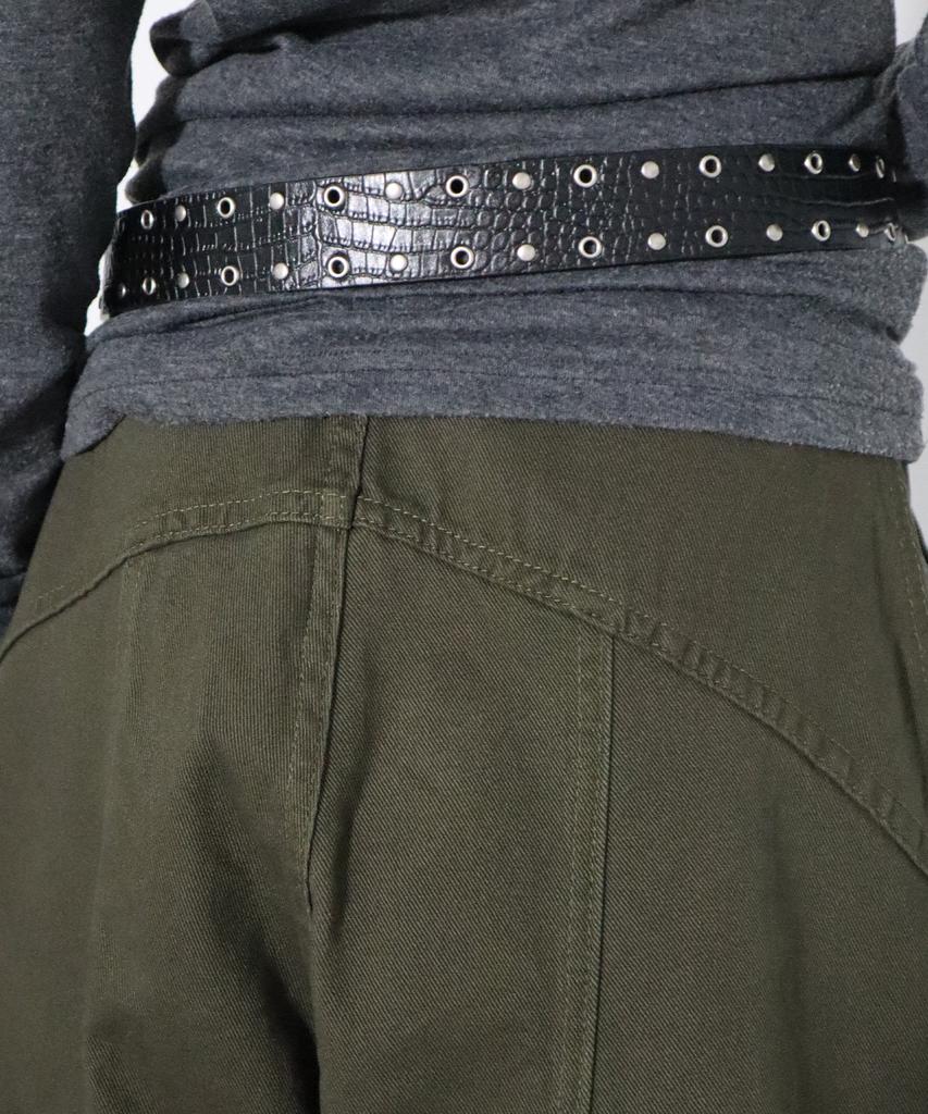 CHICKS Balloon Curve Cut Wide Pants Khaki