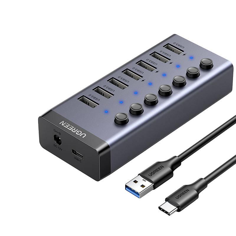 Ugreen 7W1 USB-C Hub, 7X USB-A 3.0 12V 2A CM481(Black)