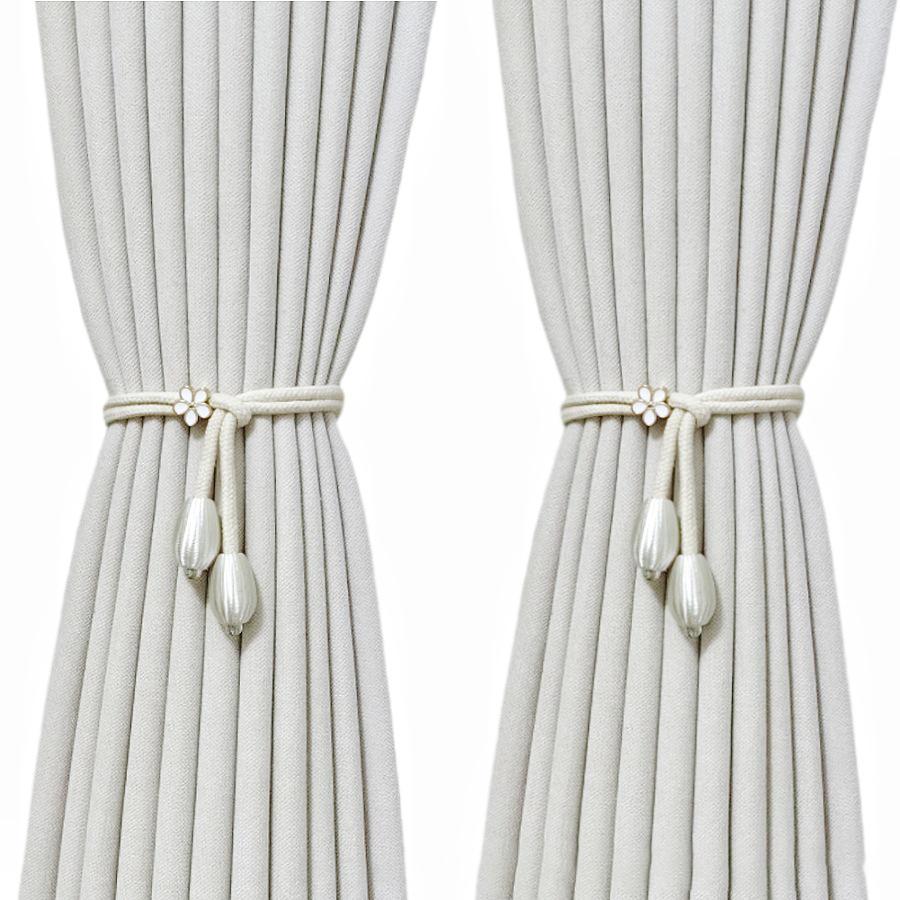 1 Adjustable Hand Braided Curtain Fasteners with Small Metal Drapes - No Punch Size Universal Elastic Curtain Strap