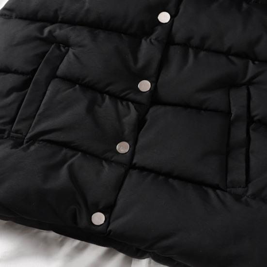 Women Vest Solid Color Sleeveless Windproof Short Stand Collar Loose Extra Thick Winter Waistcoat for Daily Wear