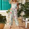Lässiger Jumpsuit für Damen, ärmellos, Blumendruck, Baumwoll-Overall