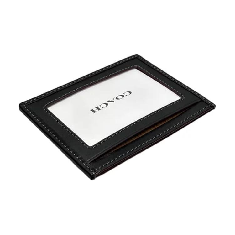 Coach Card Case With Three Credit Card Slots Iconic Denim Women Card Case Silver Black CP224-SVDTV