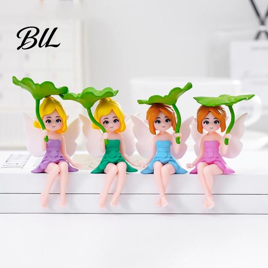 Fairy Garden Decor Miniature Figurines Little Girls Ornaments with Lotus Leaf for Desk Accessory Flower Pot Moss Landscapes Home Shelf Car Delicate