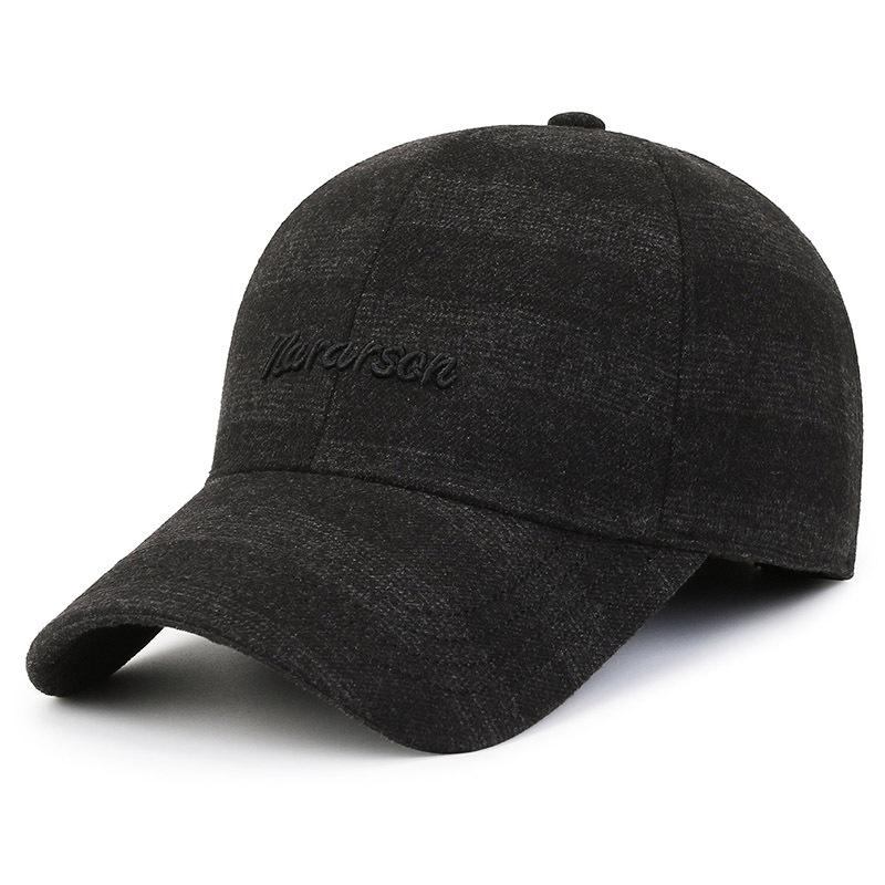 Men's Middle-Aged and Elderly Warm Woolen Hat Velvet Thick Baseball Cap Outdoor Windproof Coldproof Ear Protection Cap