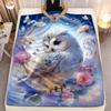 White Owl HD Printed Flannel Blanket, Cozy Warm for Travel Camping Sofa Living Room Chair Bed, Perfect Family Gift