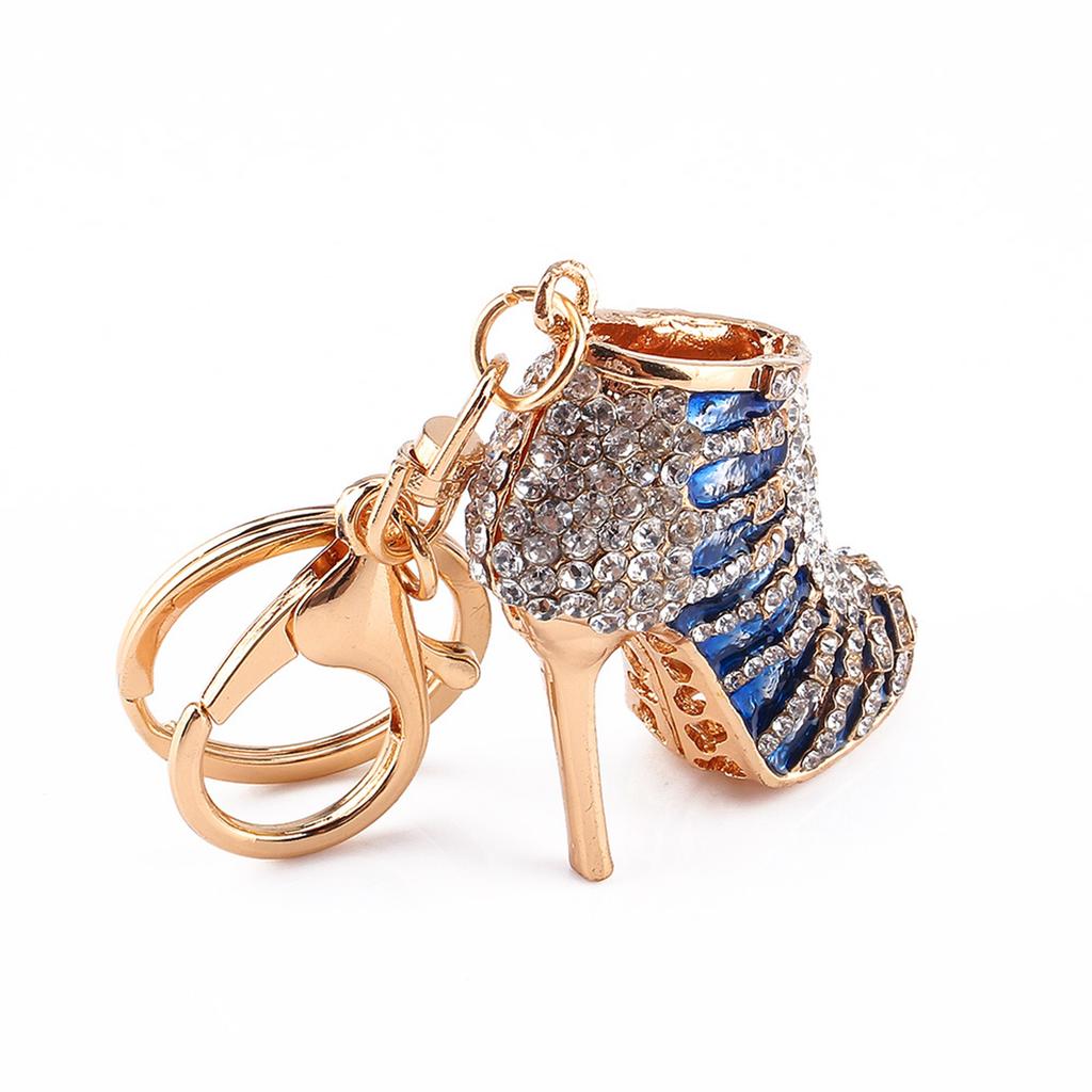 New Crystal Shoe High Heel Pendent Rhinestone Key Purse Bag Keyring Chain Gift