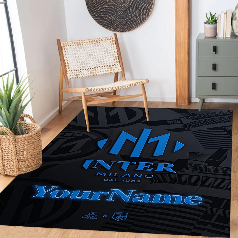 Inter Milan Customizable Name Area Rug Perfect for Study room Game Room Dormitory Balcony Anti-slip Rug Office home decor Best for Christmas