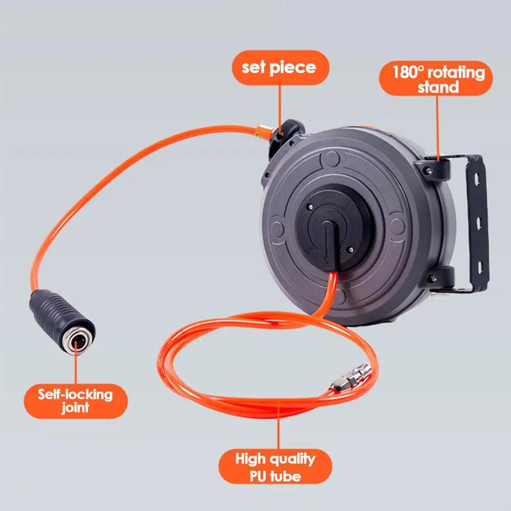 Compressor Hose Reel Retractable 6m Automatic Rewind Tool Commercial Reel With Swivel Bracket Quick Coupler Air Compressor