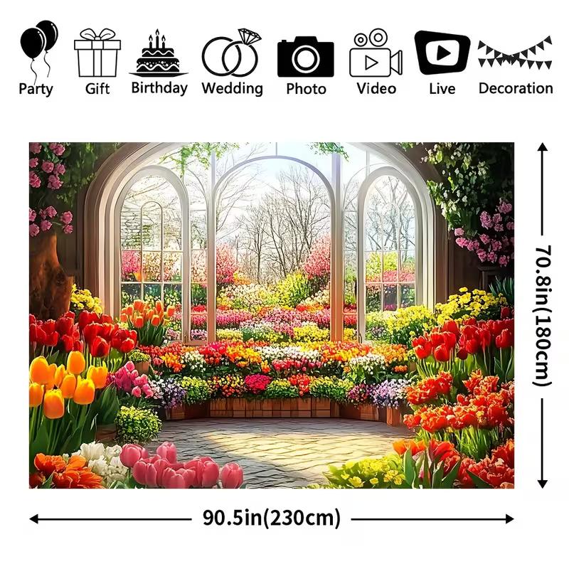 2D Colorful Flower Conservatory Background for Wedding Photoshoot