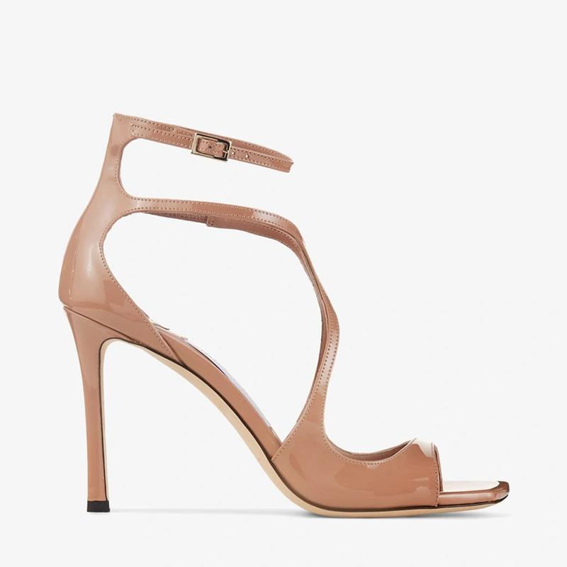 

Модные женские новые летние европейские и американские Т-образные босоножки с открытым носком, перекрещенными ремешками на пуговицах, эластичным поясом, тонким высоким каблуком и большим вырезом в виде рыбьего рта. 35