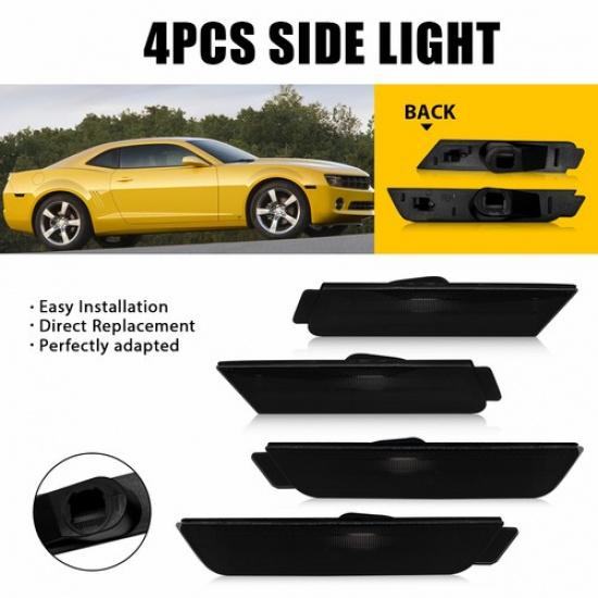 Front Lamp Rear Case Lens Side Light Marker Housings For Chevy 2010-2015 Camaro Smoked Lens-Rear-2PCS