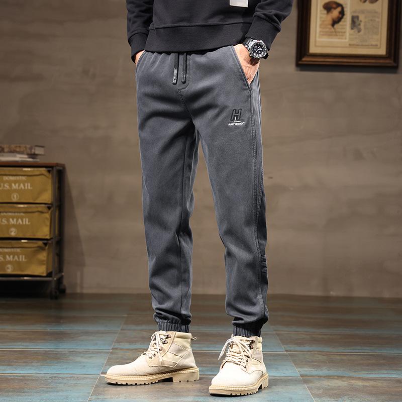 

Мужские повседневные брюки с эластичным поясом и манжетами — модная, универсальная и удобная спортивная одежда XL (70kg)