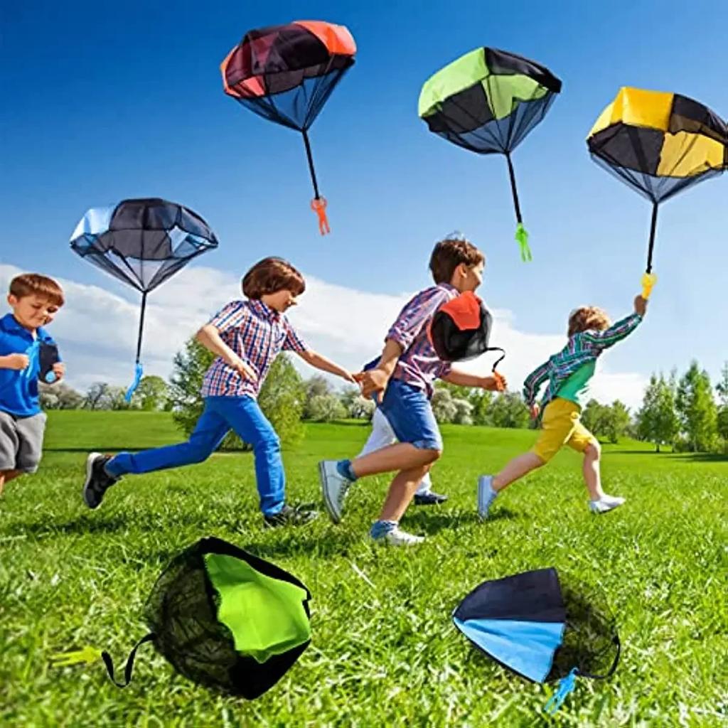 Funny Outdoor Kids Hand Throwing Parachute Toy  Game with Mini Soldier Toys for Children Fly Parachute Sport Educational Games