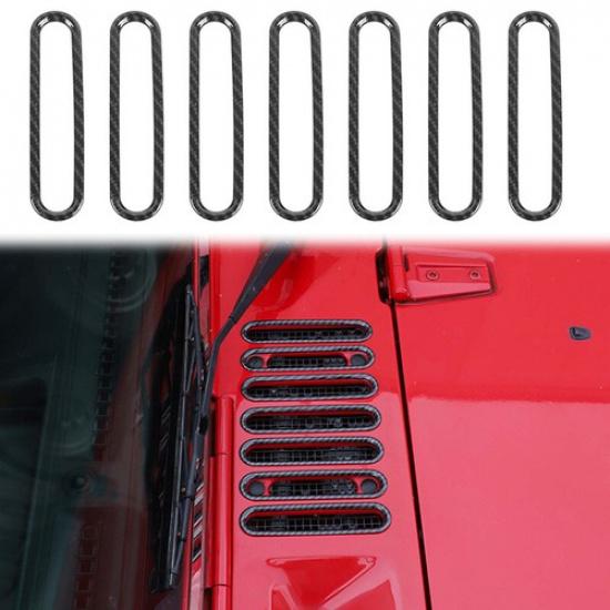 

Carbon Fiber Engine Hood Air Inlet Vent Ring Cover Trim For Jeep Wrangler JK 07+