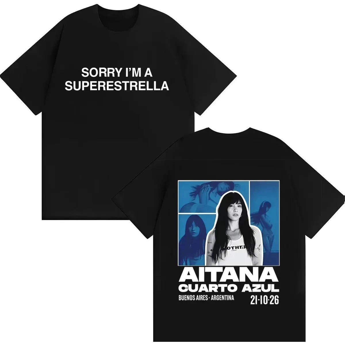 Aitana Cuarto Azul 2026 World Tour New Pattern TShirt Unisex HipHop Fans Casual Street Style ShortSleeve TShirt S