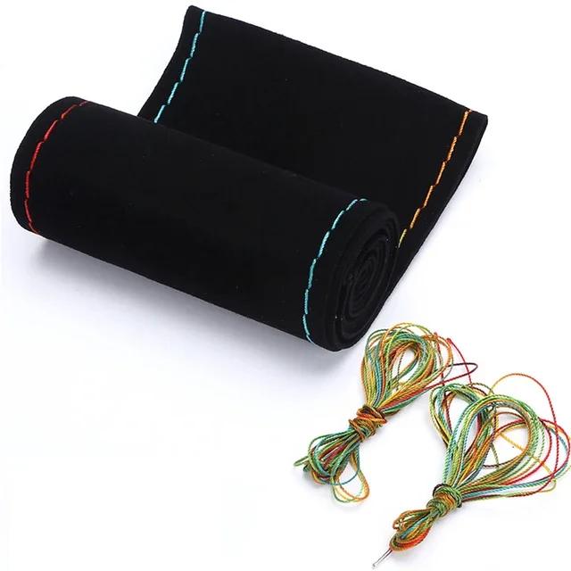 38cm Suede DIY Steering Wheel Cover Genuine Leather Braided Car Steering Wheel Pad Liner Protection Cover Anti Slip Interior