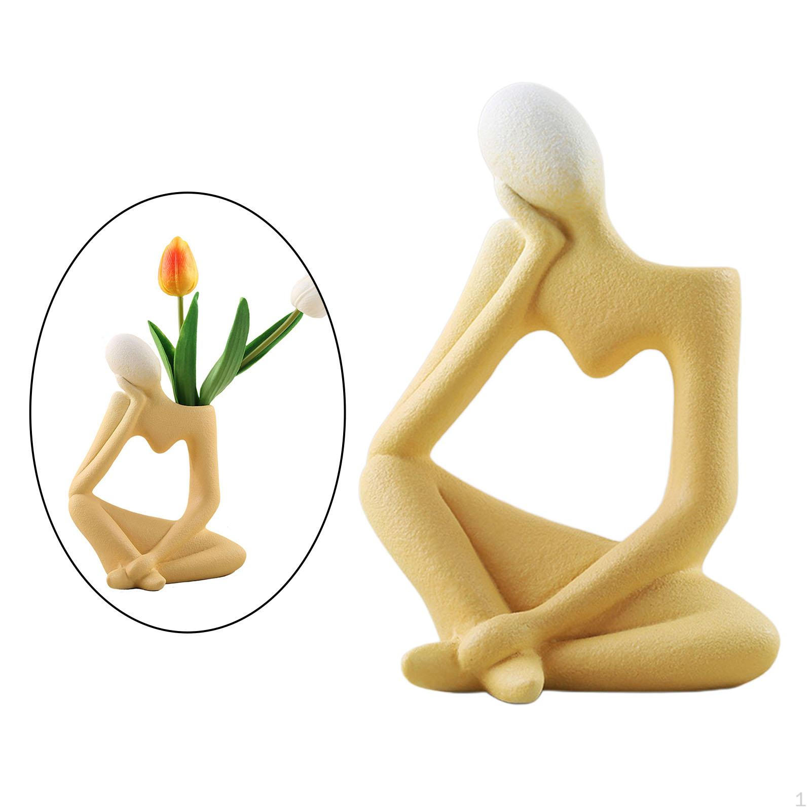 

Абстрактная статуя Керамическая скульптура Персонаж Фигурка Декор Поделки для скандинавского стиля Настольный орнамент Yellow_19x14x8.5cm