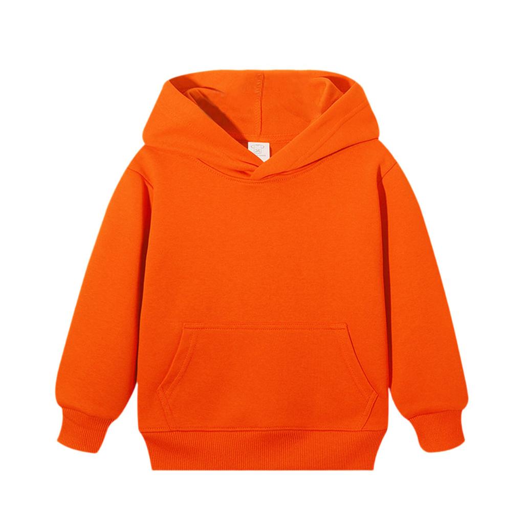 Boys and Girls Casual Comfortable Color Hooded Sweatshirt with Pockets and Long Sleeve