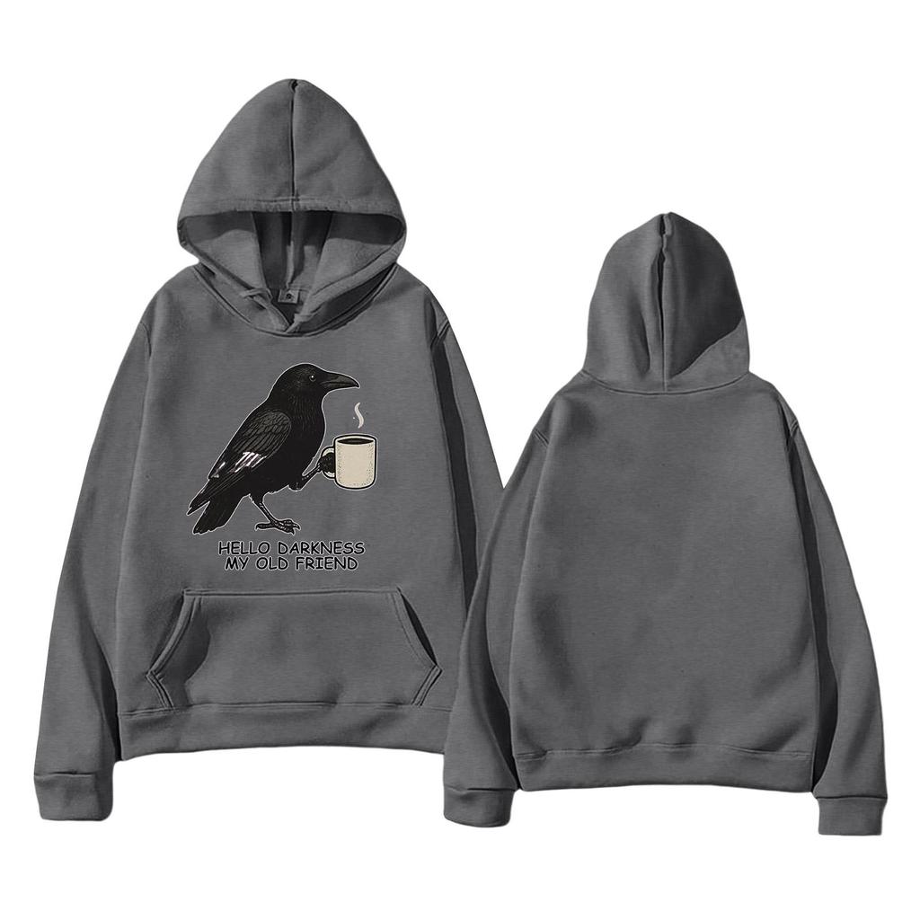 Modna Unisex Lekka Bluza Pulower z Długim Rękawem i Kieszeniami z Nadrukiem