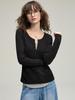 Women's Half-Zip Two-Piece Design Long-Sleeve T-Shirt – Autumn 2025 Collection, Soft & Slim Fit
