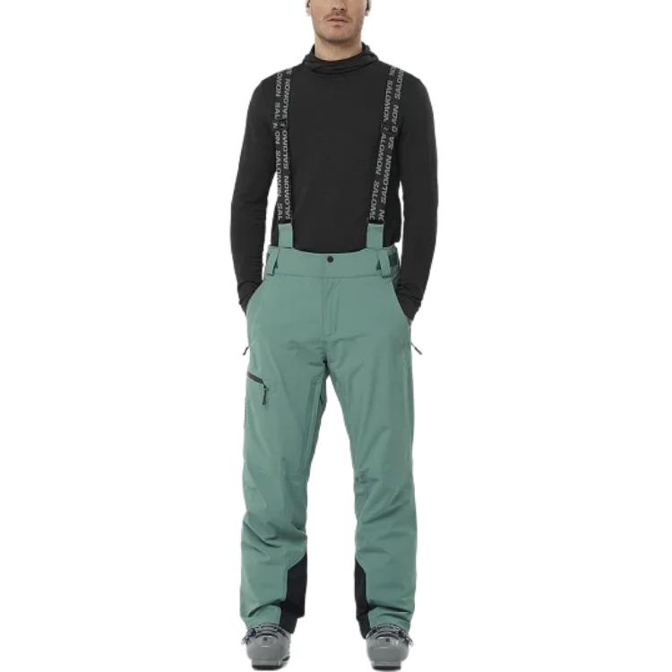 SALOMON Ski Pants Men's Green Straight Fit LC2333300