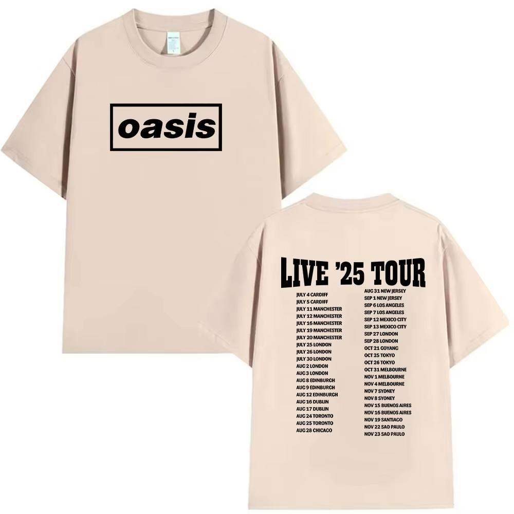 2025 Estate O-Oasis Live Tour Magliette Uomo Donna Casual Alta Qualità 100% Cotone Puro Stampata Traspirante Maglietta British Y2k
